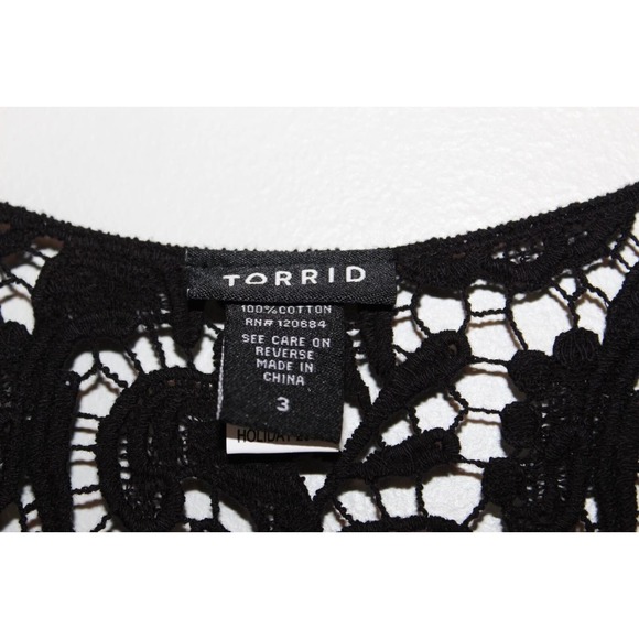 Torrid Floral Sheer Crochet Lace Crop Top Black Women's Plus Size 3 3X H14709 - Picture 5 of 6